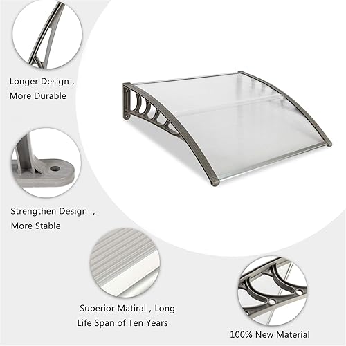Miniatura 4 de Toldo para ventana, toldo moderno de policarbonato para puerta delantera, toldo para patio, cubierta para puerta de ventana, para lluvia, nieve,