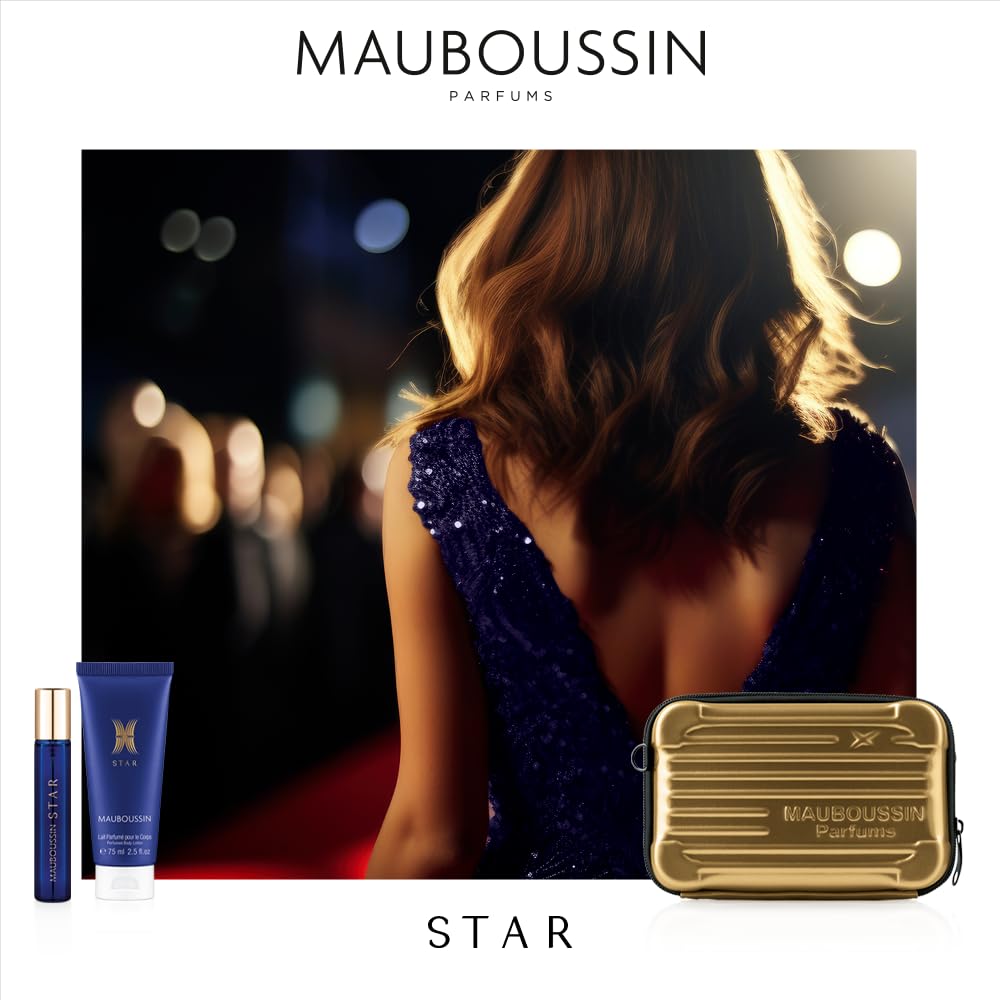Mauboussin - Coffret Prestige Star : Eau de Parfum 90ml, Lait Corps 75ml, Travel Spray 20ml & Sac Bandoulière