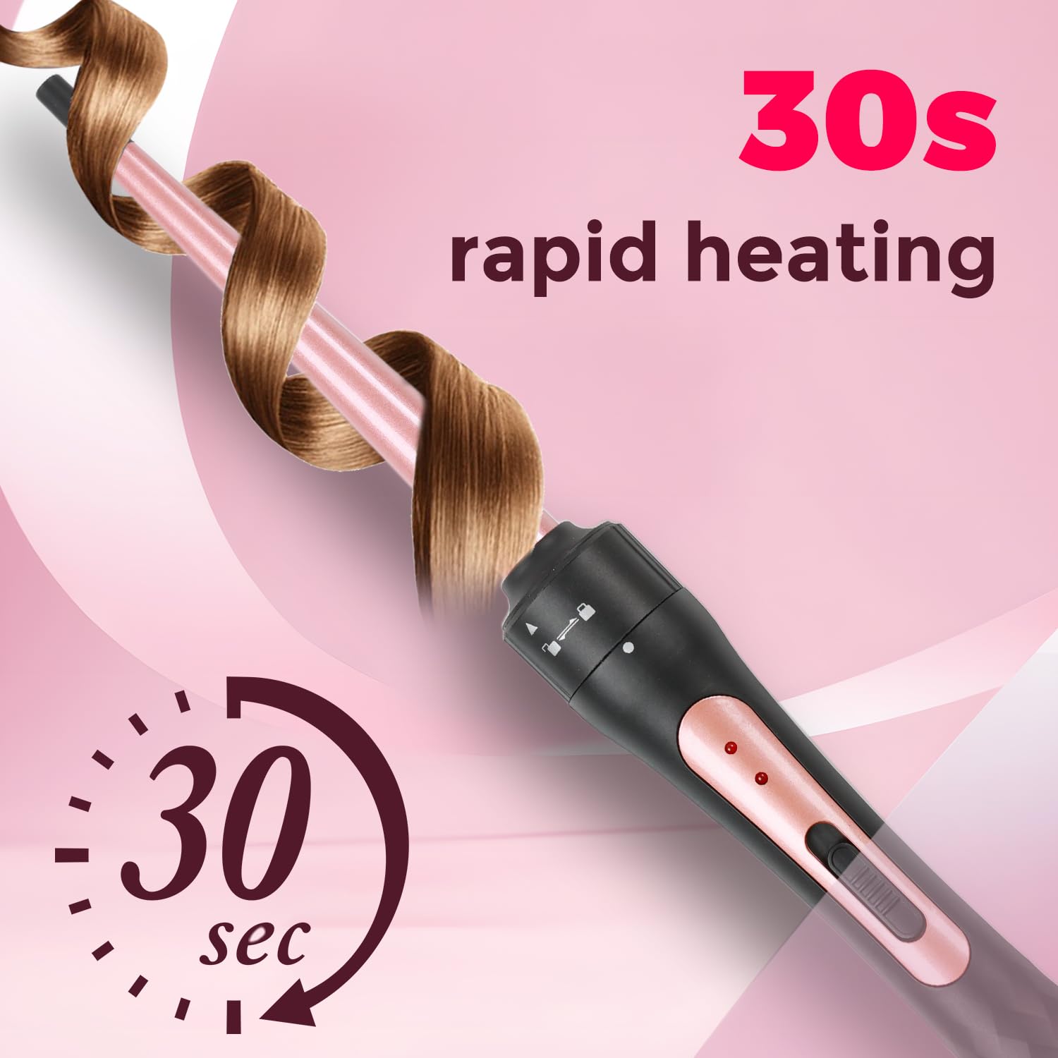 Set de fers à friser 5 en 1, fer à onduler avec brosse à friser multifonction et 4 bigoudis interchangeables revêtement céramique (9-32mm), Réchauffement rapide, noir or
