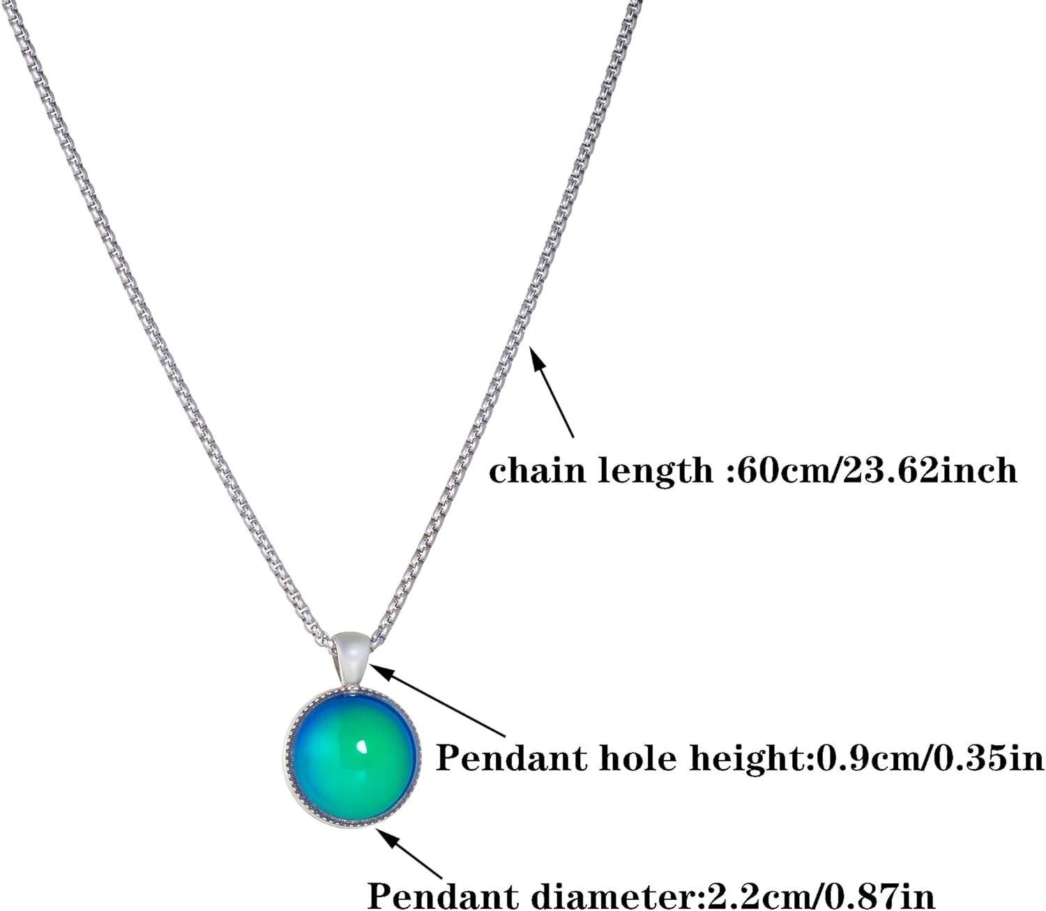 Round Shaped Temperature Sensing Color Changing Pendant Mood Necklace - Image 6