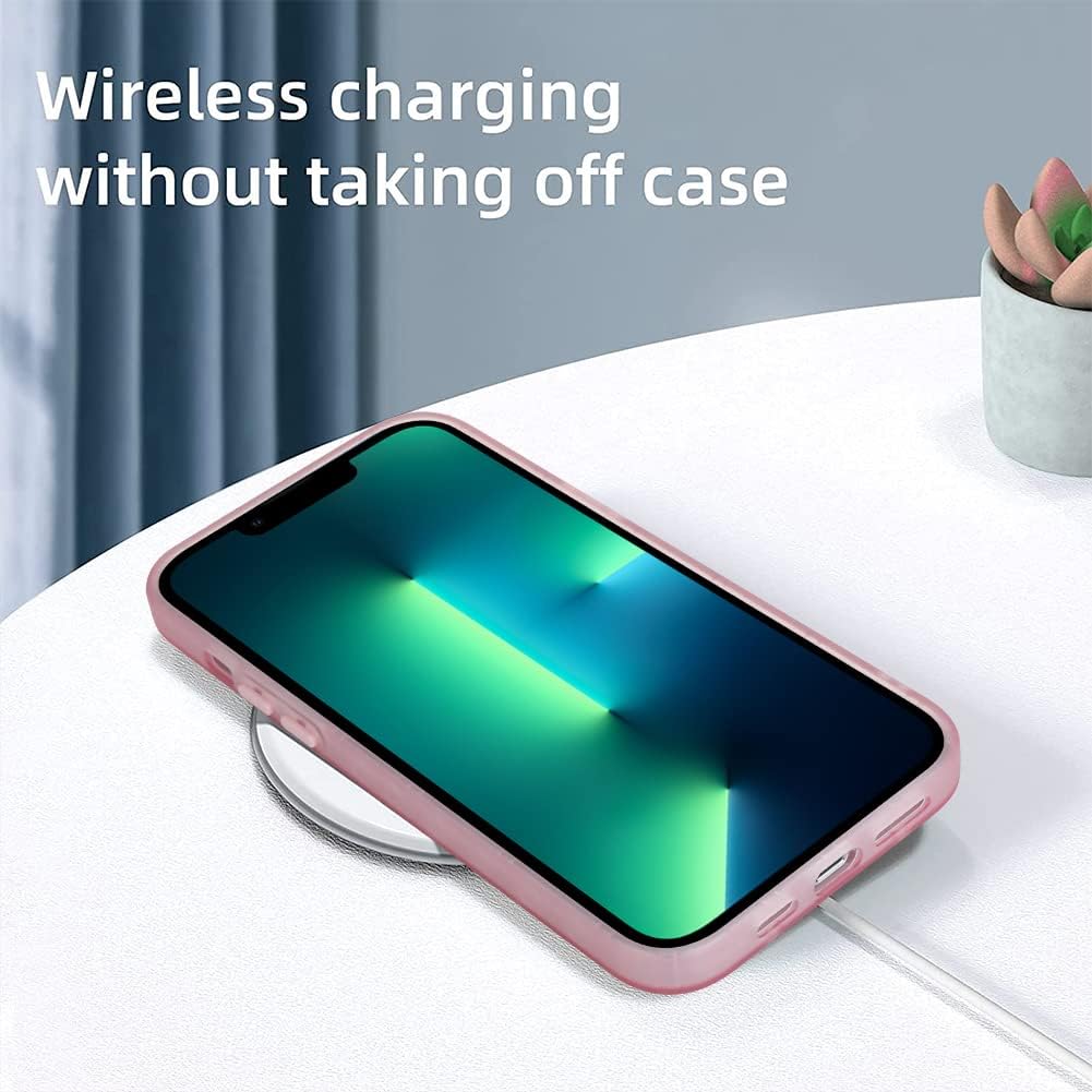 OOK Soft Case for iPhone 13 Pro Max All Round Shock Absorption Protection Flexible TPU Cover with Pink Heart Design Anti-Scratch Slim iPhone 13 Pro Max Case for Women Girls - Pink