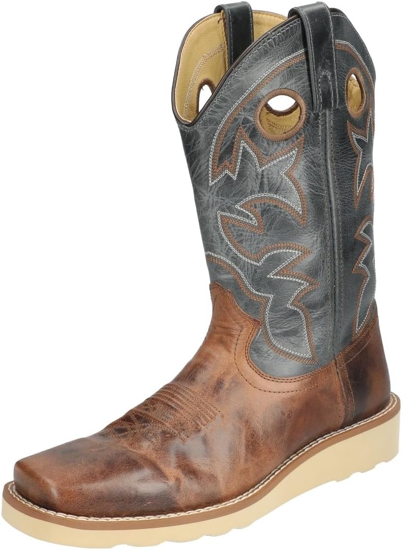 | Branson Series | Men’s Western Boot | Square Toe | Genuine Leather Material | Crepe Wedge Sole | Man-Made Lining & Leather Upper