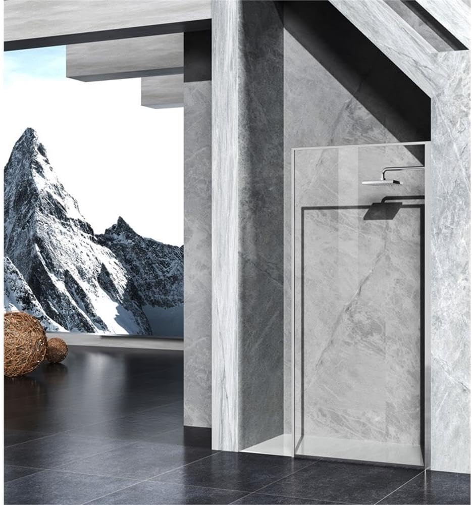 Elegant Kitchen and Bath Melbourne Fixed-Framed Aluminum Shower Door in Nickel