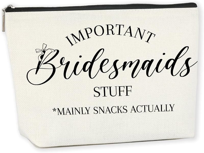 Necessaire WFDN de lona com zíper, estampa Important Bridesmaids Stuff, 1 unidade