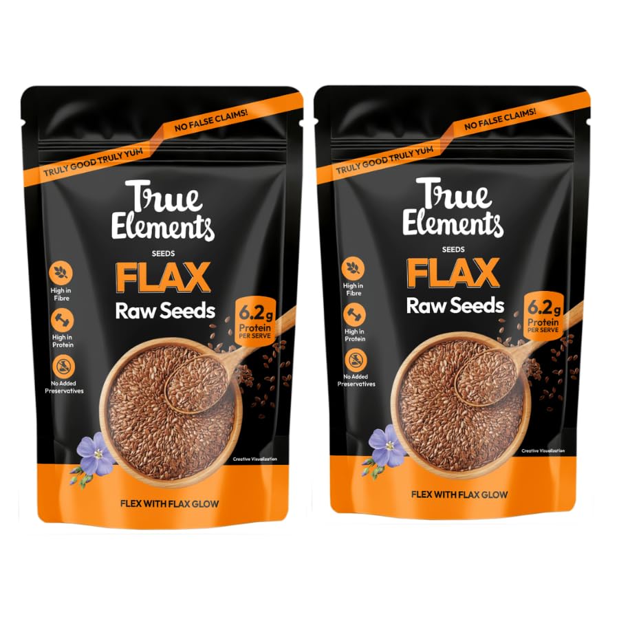 Image of True Elements Flax Seeds Raw 1kg - Alsi Seeds | Rich in Protein | Good for Hair Growth | Edible Superfood for Eating | Source of Iron & Dietary Fibre