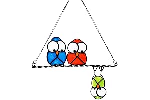 Multicolor Owls on a Wire Suncatcher: Vibrant Bird Decor for Owl Enthusiasts