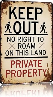 Keep Out Private: Vintage Land Restriction 8x12 Inch Vintage Aluminum Metal Tin Signs-For Backyard Patio Porch Kitchen Living Room Wall Decor