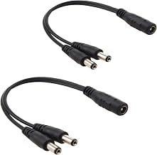 DC 2 Way Power Splitter, 1 Female to 2 Male Power Adapter Y Splitter 5.5 x 2.1mm Cable 12V 1 to 2 Plug for CCTV/DVR NVR Security Camera/LED Strip Light - 2Pack