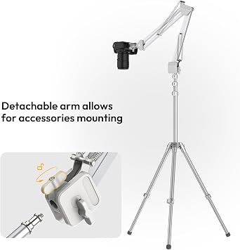 ULANZI TH04 Overhead Camera Mount with Magic Arm and 1/4 Ball Head, Camera Backpack Strap Clip