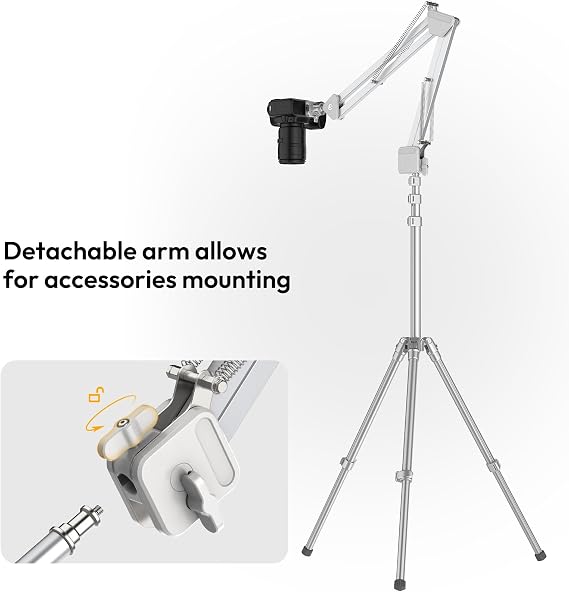ULANZI TH04 Overhead Camera Mount with Magic Arm and 1/4 Ball Head, Camera Backpack Strap Clip
