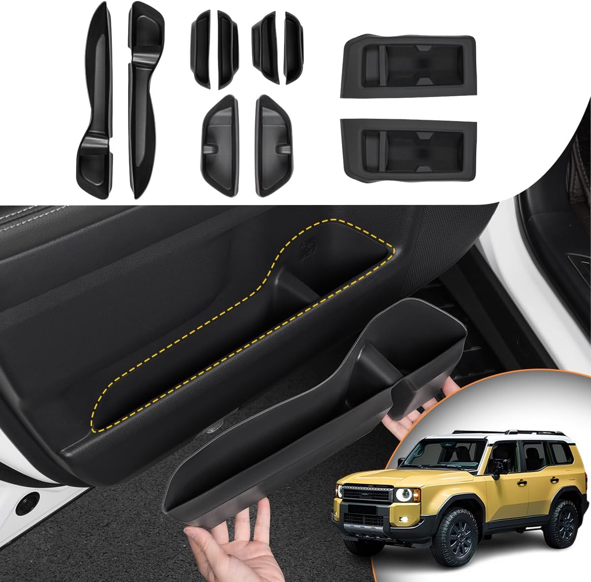 JYCDC Center Console Organizer Tray Compatible with Toyota Land Cruiser 250 Prado Lc250 2024 2025 Armrest Storage Tray Hidden Storage Box (Black B)