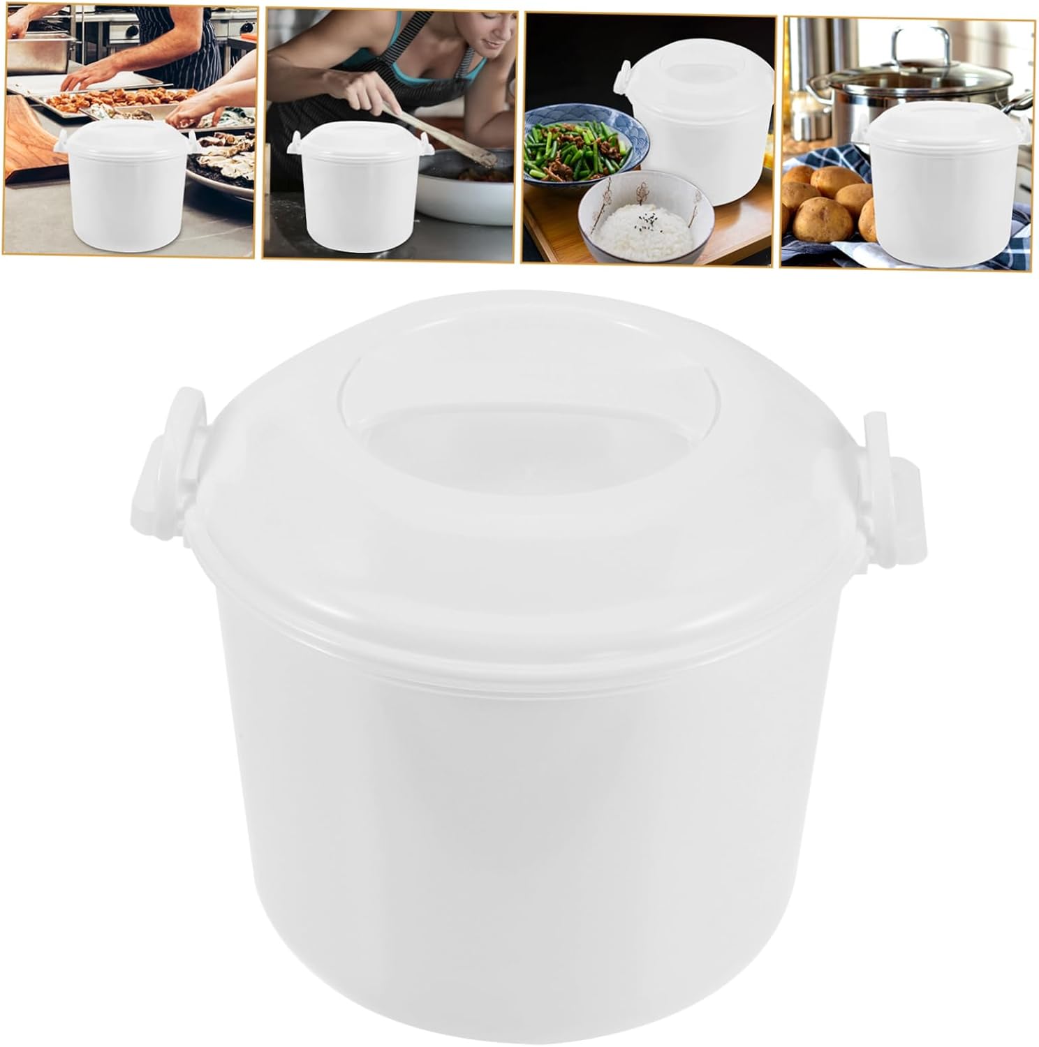 VICASKY Microwave Rice Cooker with Lid and Steamer Basket Reusable Household Rice Maker for Quick Versatile Cooking at Home Office Dorm and Parties Efficient and Easy to Use Food Steamer