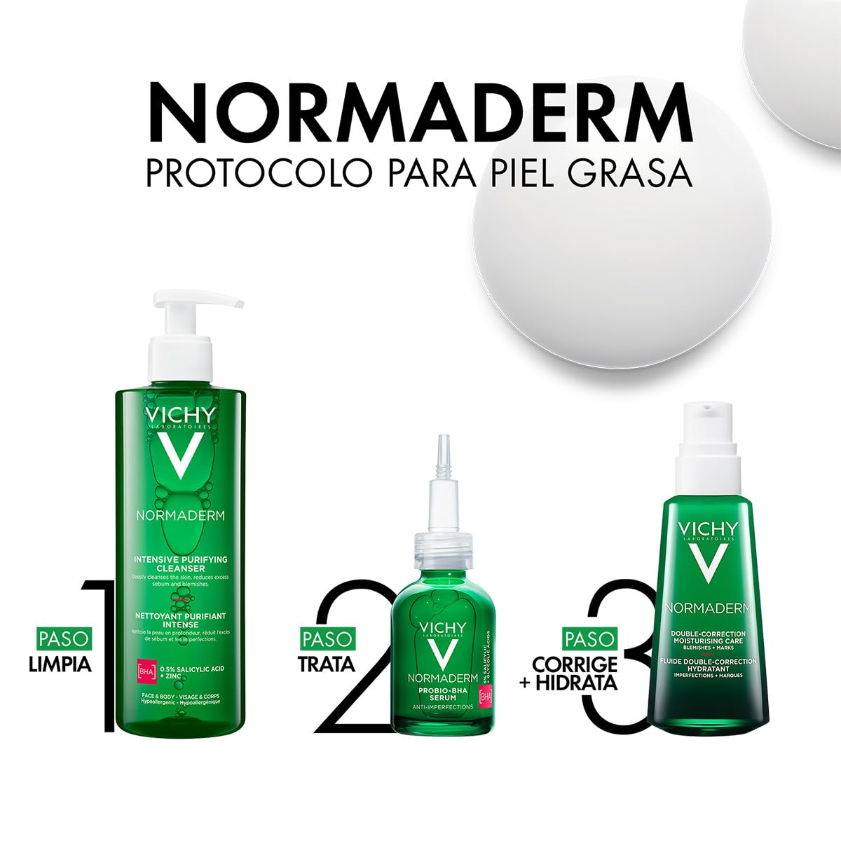 Vichy Phytosolution, Gel Detergente Purificante, Per Pelli a Tendenza Acneica, Azione Anti-Imperfezioni, Pelle Levigata, Con Acido Salicilico, Bifidus Probiotico, Rame e Zinco, 400 ml