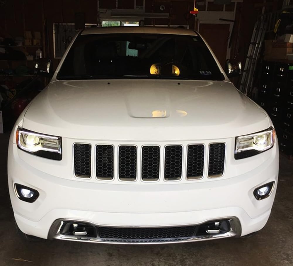 iJDMTOY Projector Lens Fog Lamp w/Xenon White LED Lights Kit, Compatible With Jeep Grand Cherokee; Compatible With Dodge Charger Challenger Dart Durango; Compatible With Chrysler 200 300