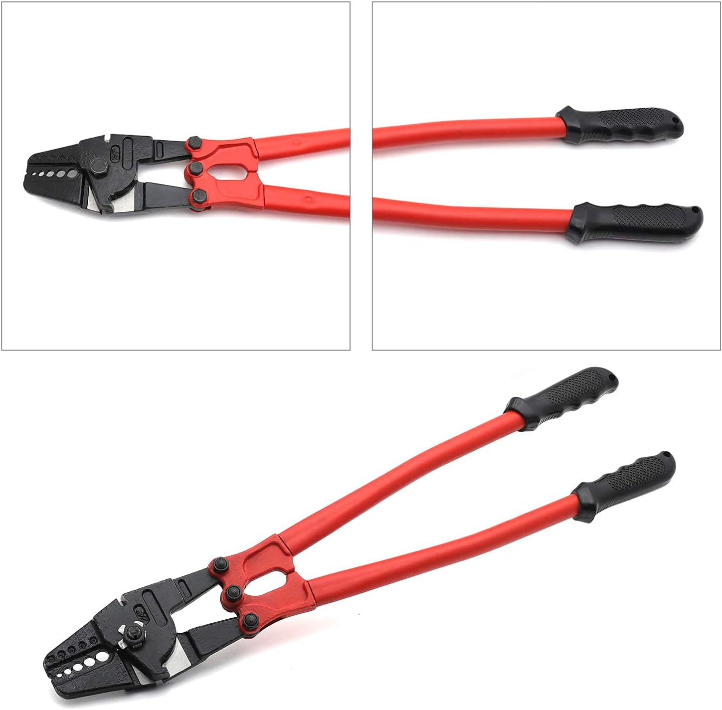 HTTMT- Wire Rope Crimping Tool 24" Hand Swager Crimper Compatiable With 1/16"- 3/16" Copper Aluminium Sleeves [P/N: ET-TOOL030-24-RED]