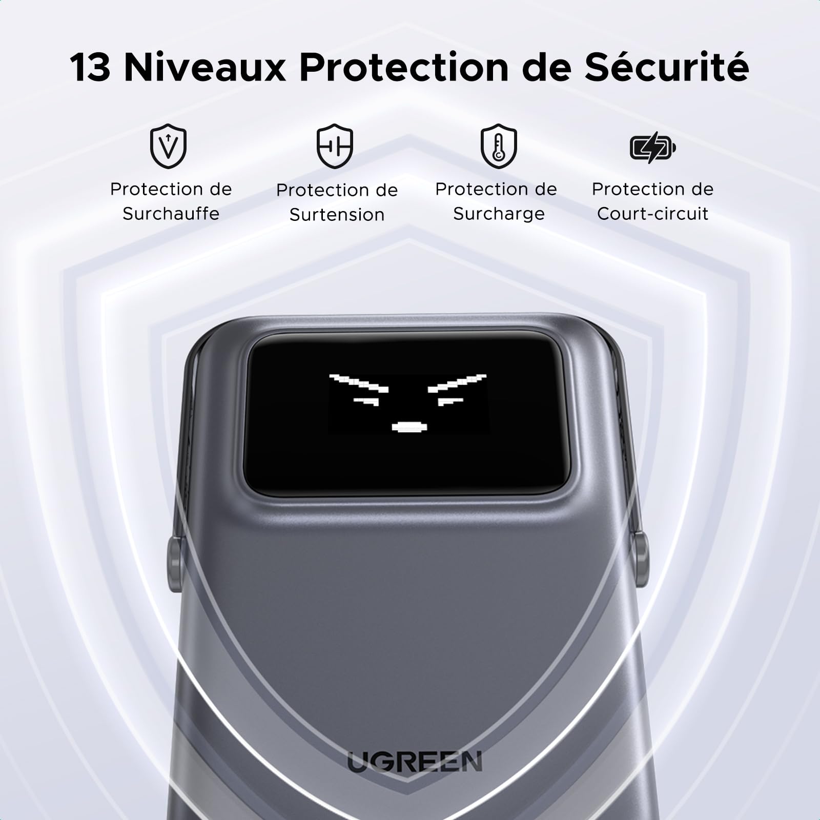 UGREEN Uno Batterie Externe 10000mAh 20W Emoji Affichage Support Pliable Compatible avec MagSafe iPhone 17 16 15 14 13 12 Air Plus Pro Max Power Bank Induction USB C Charge Rapide Magnétique