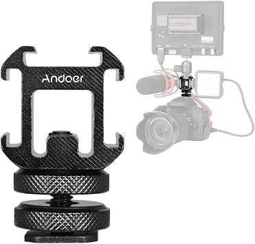 Andoer Aluminium Triple Hot Shoe Camera Mount Adapter Triple Shoe Bracket for Light Monitor Micr Audio Recorder Studio Flash Video Camera