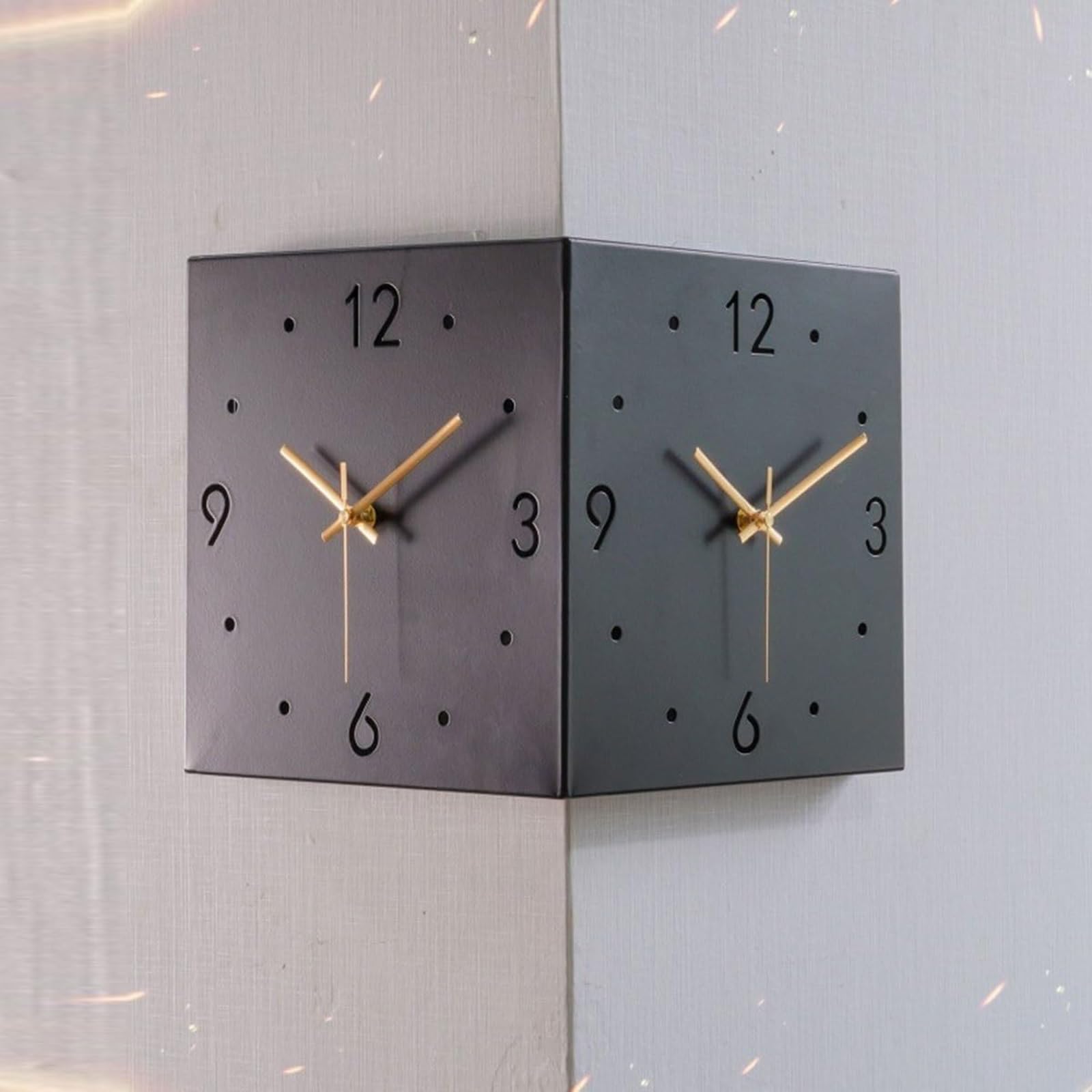 LEDデジタル両面壁掛け時計 温度/湿度表示 コーナー設置可能 静音設計