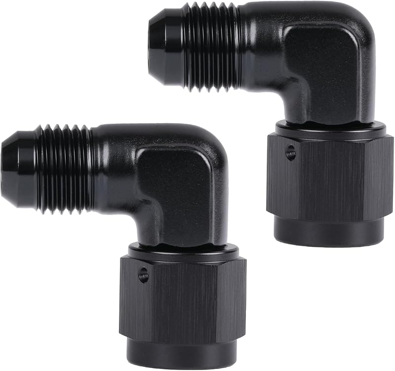 Adaptador cotovelo giratório 6AN fêmea para 6AN macho em alumínio preto, 90° Podavelle – 2 unidades