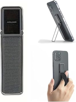 Microcase Üniversal Telefon Arkası El Parmak Tutucu Metal Mıknatıslı Standlı Cep Telefonu Tutacağı - AL4938 (Siyah)