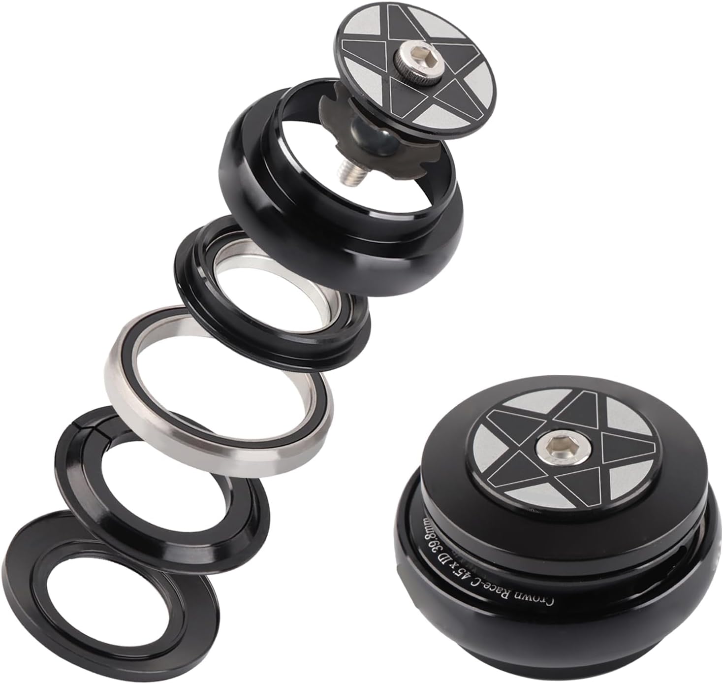 Dioche Bike Headset for 44mm Straight Tube Frame - External Bearing Black Accessory