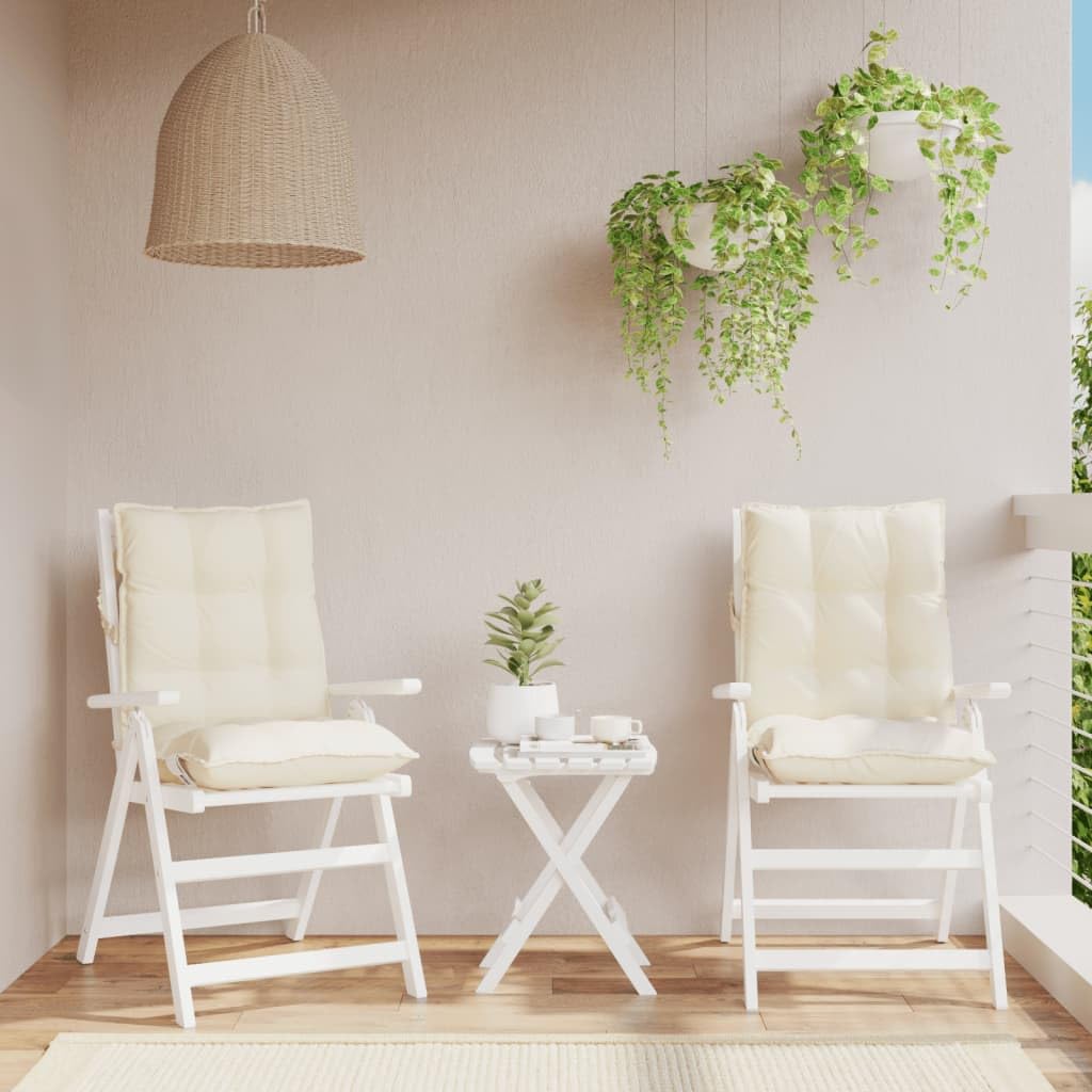 vidaXL Cojines para Silla con Respaldo Bajo 2 uds, Almohadillas para Sillón, Cojines de Asiento, Cojines para Jardín Patio, Tela Oxford Crema