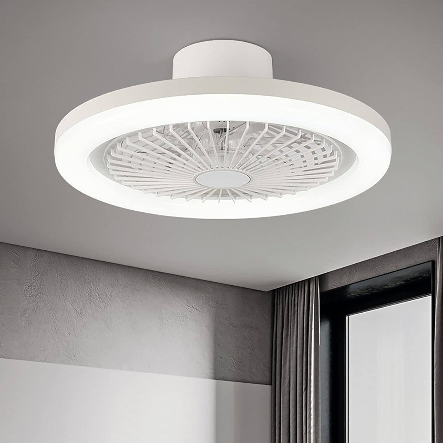 Ceiling Fan Light, 19" Low Profile Ceiling Fan 360° Angle Airflow, 6