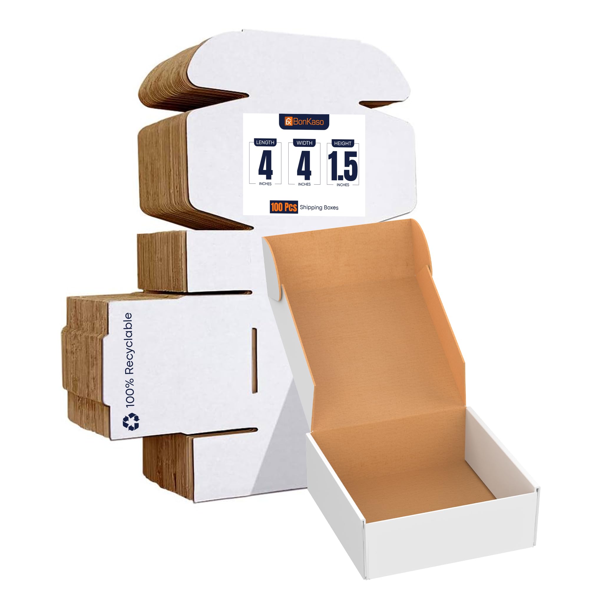 BonKaso 3 Ply White Flap Corrugated Boxes for Packaging | 4"x4"x1.5" (Pack of 100) | Cardboard Packing for Shipping, Moving & Storage | Carton for Courier & Goods Transportation.-image-21