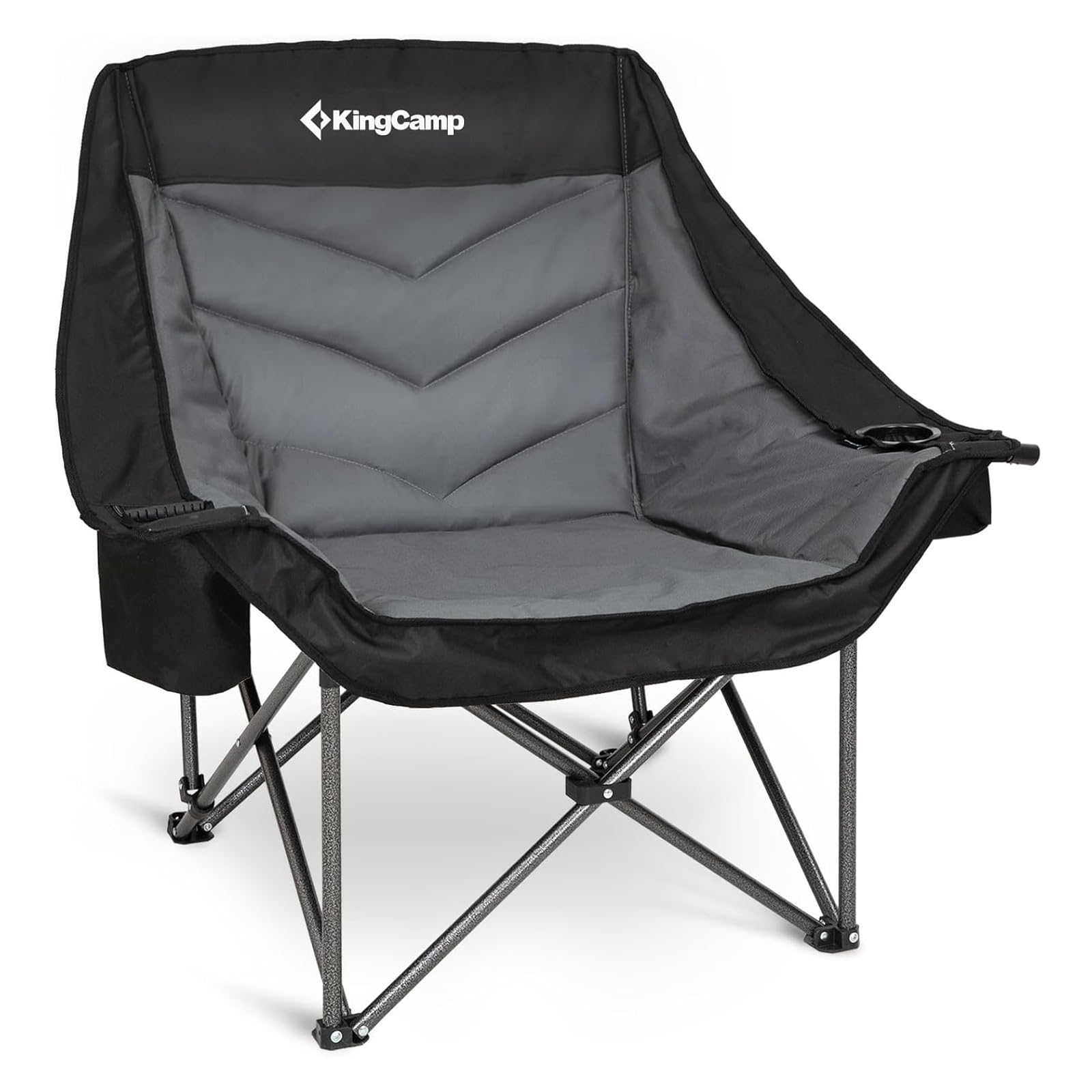 KingCamp Oversized XL Camping Chair, Heavy Duty 500lbs Folding Couch for Adults, Padded Large Comfortable Sofa Seat with Cooler Bag Cup Holder for