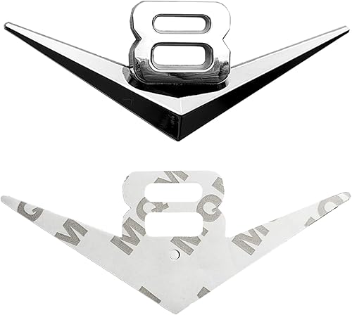 Miniatura 6 de OnlyYou.X V8 Emblema V8 Insignia V8 Adhesivo V8 Adhesivo V8 Adhesivo para Pickup Universal y Coche 1 Pieza Metal Cromo