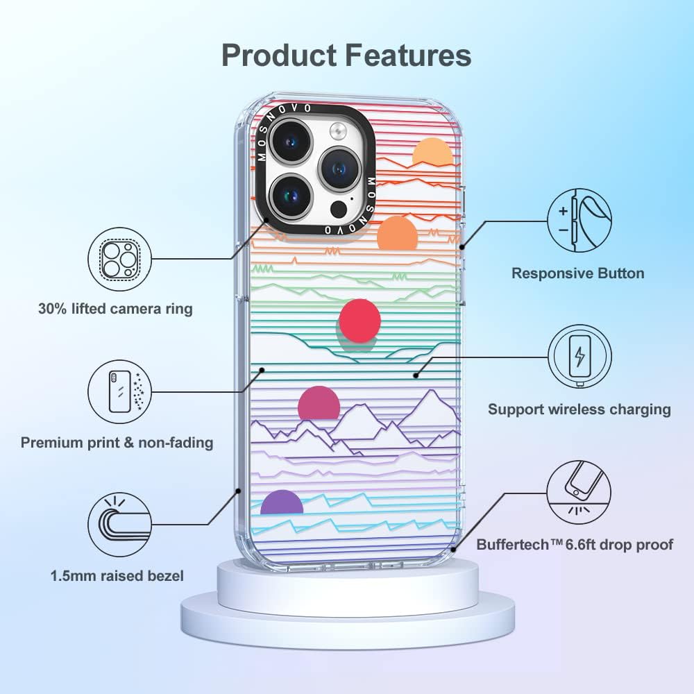 MOSNOVO Compatible with iPhone 14 Pro Max Case, [Buffertech 6.6 ft Drop Impact] [Anti Peel Off Tech] Clear TPU Shockproof Bumper Phone Case Cover Sunset Sunrise Designed for iPhone 14 Pro Max 6.7"