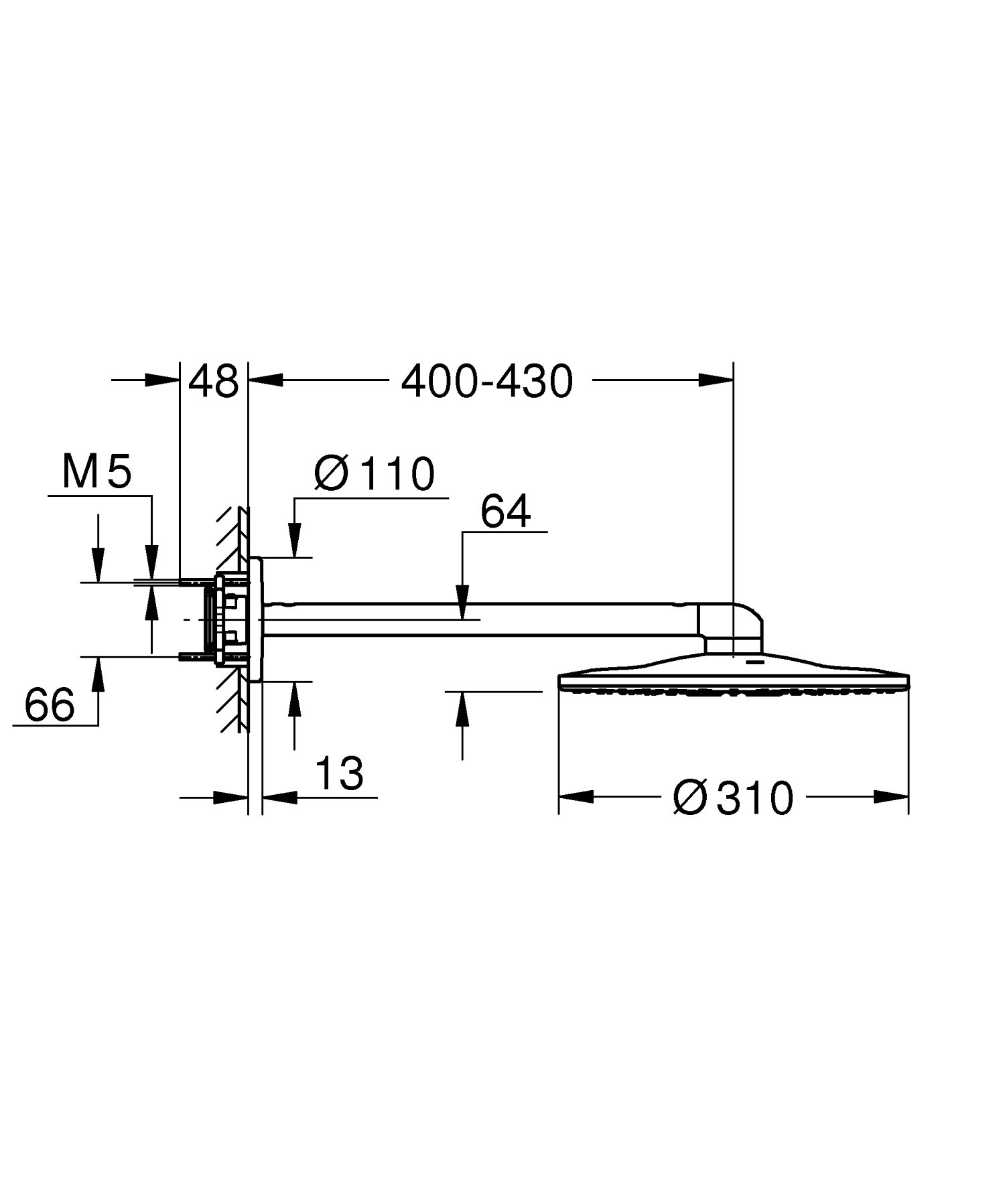 Grohe Rainshower 310 SmartActive g?owica prysznicowa zestaw 430 mm, 2 rodzaje strumienia, Kolor: Chrom - 26475000