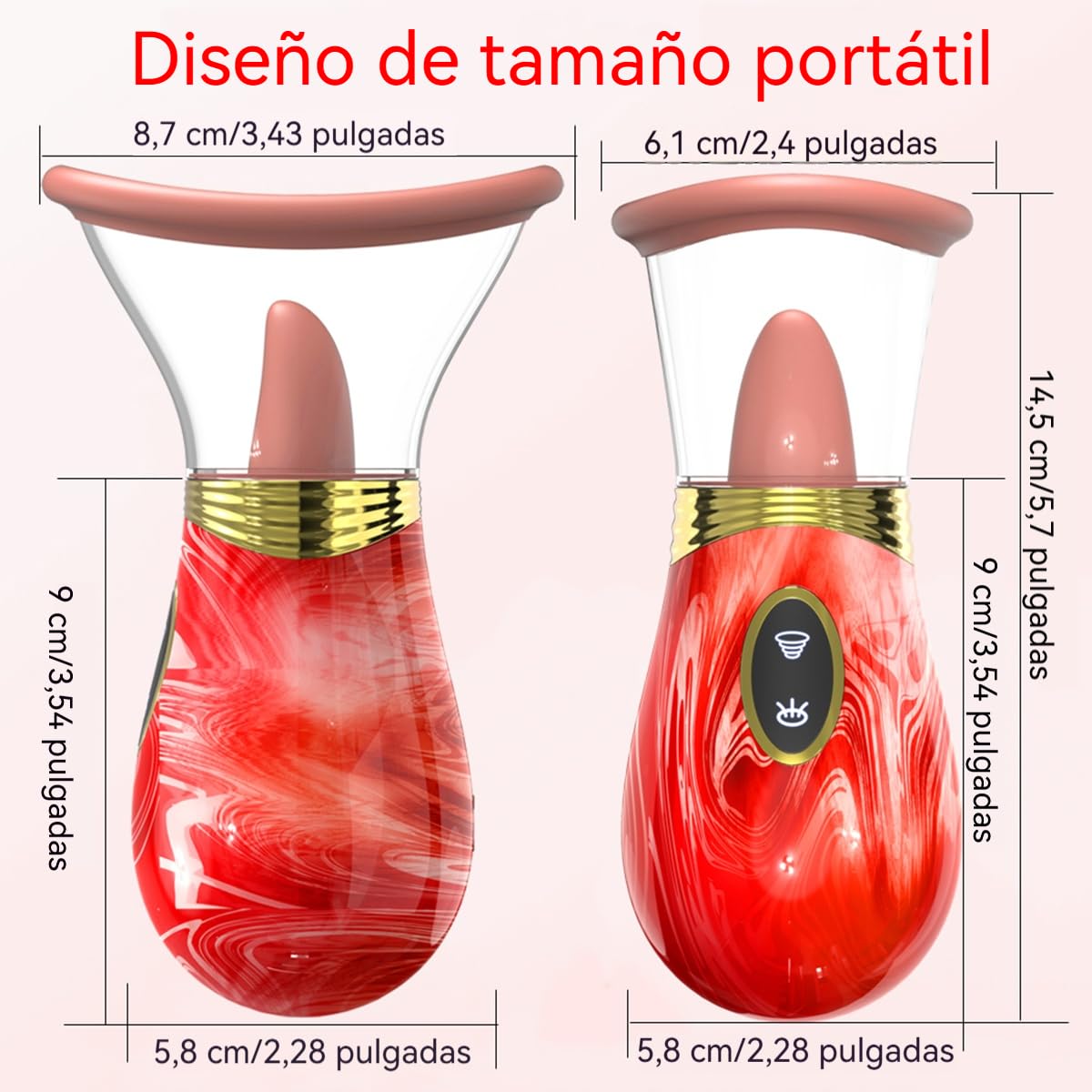 Vibrador Succionador, Estimulador de Clítoris, 7 Vibraciones, 7 Modos de Lamido con Lengua, Masajeador Anal y de Pezones, Estimulador de Clítoris y Punto G (Rojo)