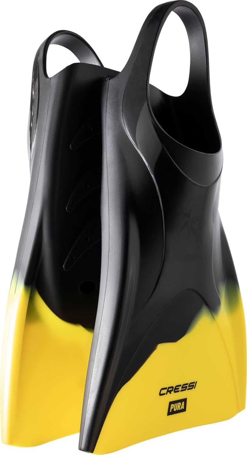 CRESSI XCA605240 Snorkeling, Swimming Fins, Training Use, Silicone, Open Heel, Short Fins, Easy to Wear, Black/Yellow (9.8 - 10.6 inches (25 - 27 cm), EU 40/43 Size, Genuine