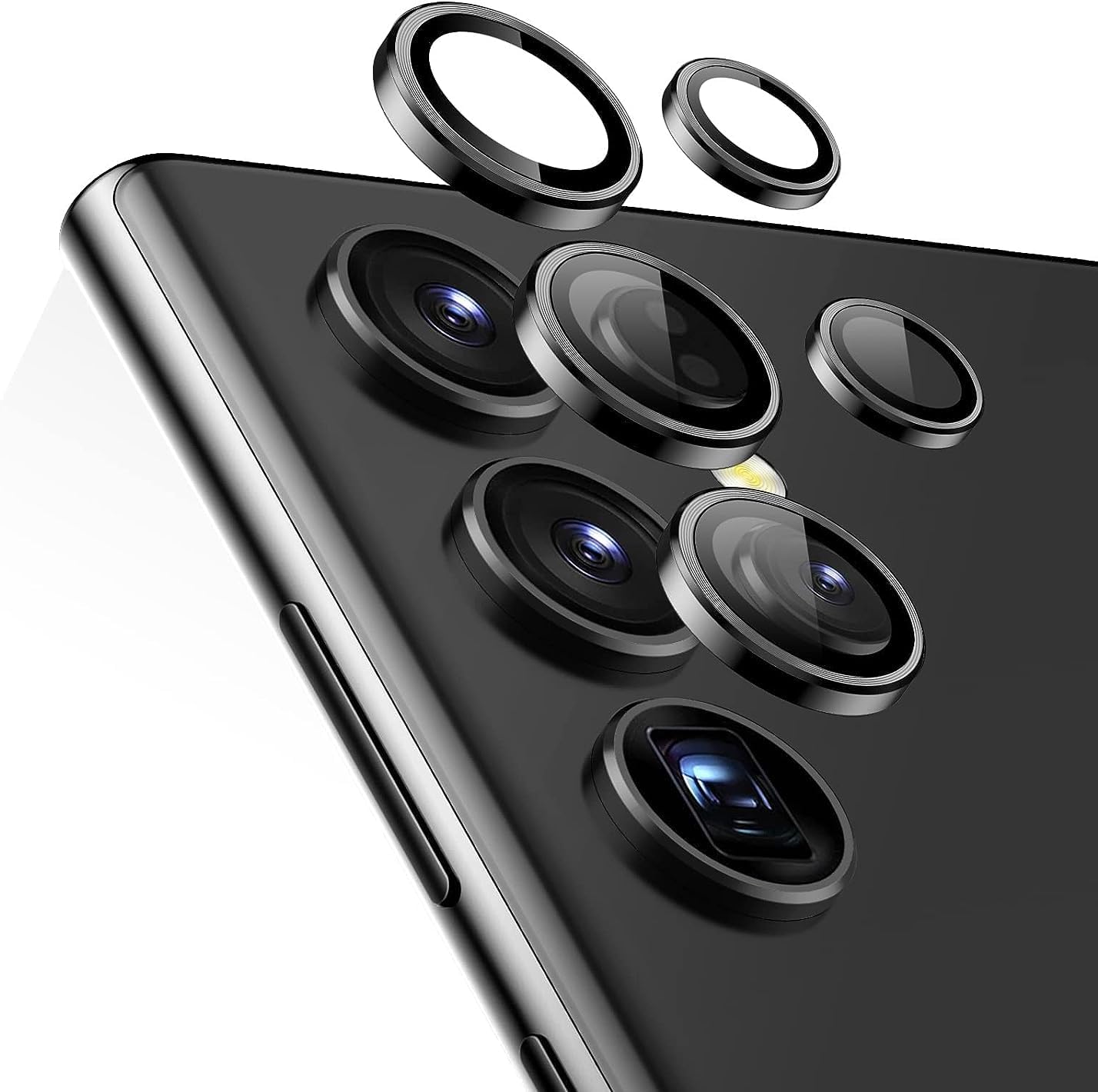 for Samsung Galaxy S23 Ultra Camera Lens Protectors, Individual Lens Protectors, Scratch-Resistant Ultra-Thin Tempered Glass Camera Protector for S23 Ultra, 1 Set, Black