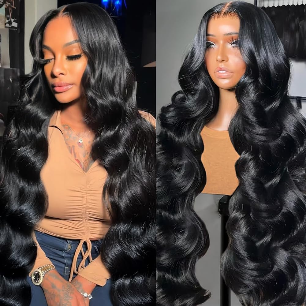 Hedy Wear and Go Glueless Wigs Human Hair Pre Plucked Pre Cut 180 Density 10A Body Wave HD Transparent Lace Front Wigs Human Hair with Natural Hairline Natural Color 28 Inch