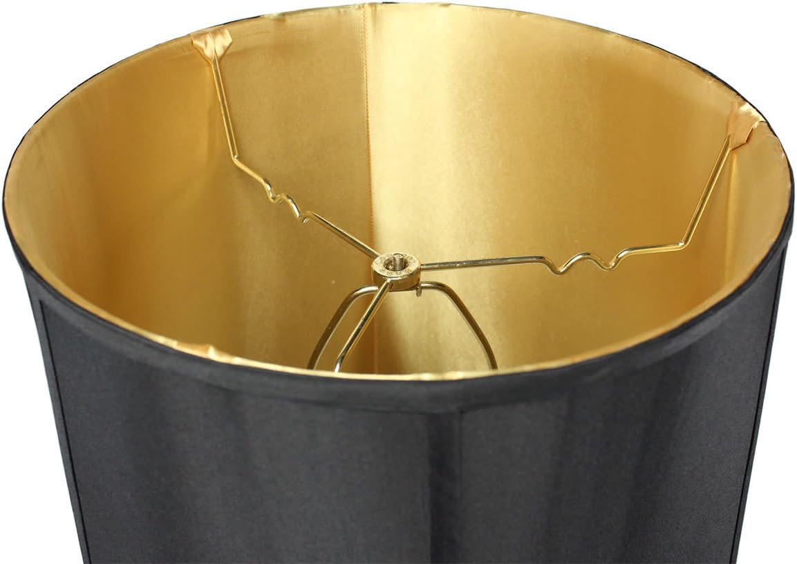 14x16x17 Black Shantung Lampshade with Brass Spider fitter - Perfect for table and Desk lamps - Large, Black