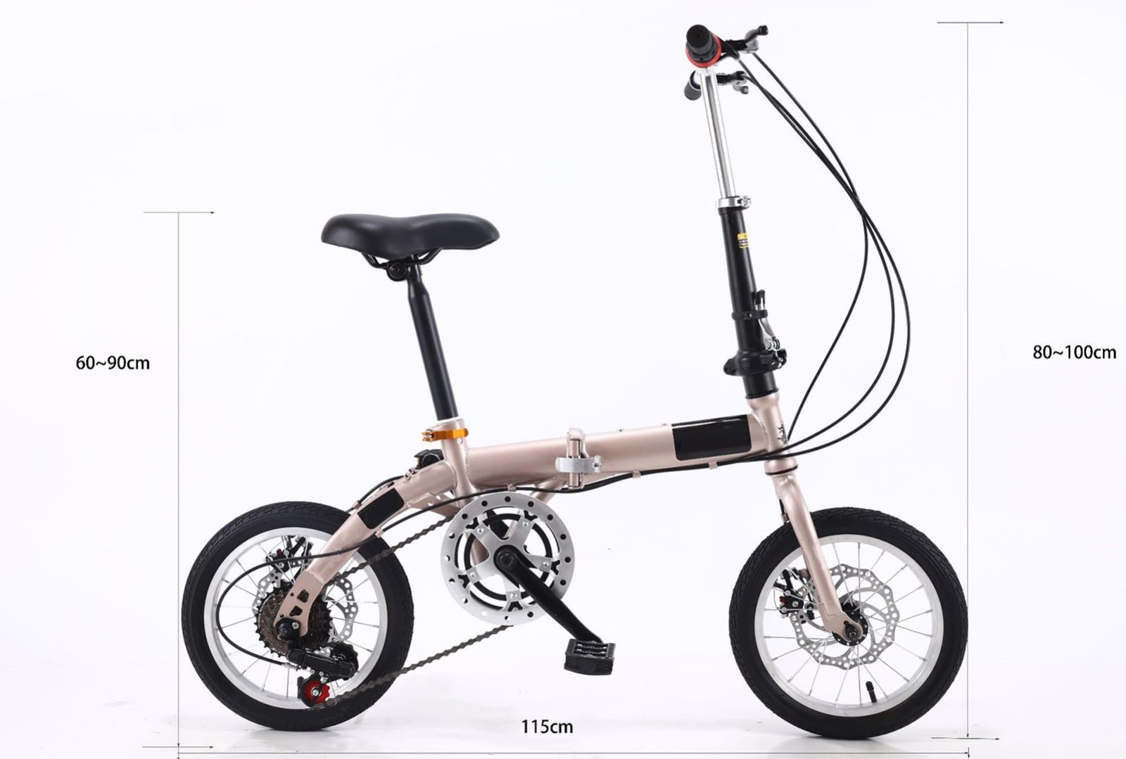 Vélo Pliant de 14 Pouces pour Adultes Vélo Pliant Vélo Pliant à 6 Vitesses Système de Pliage Rapide Vélos Vélo Pliant pour Le Camping de Voyage en Plein Air C,14 inches