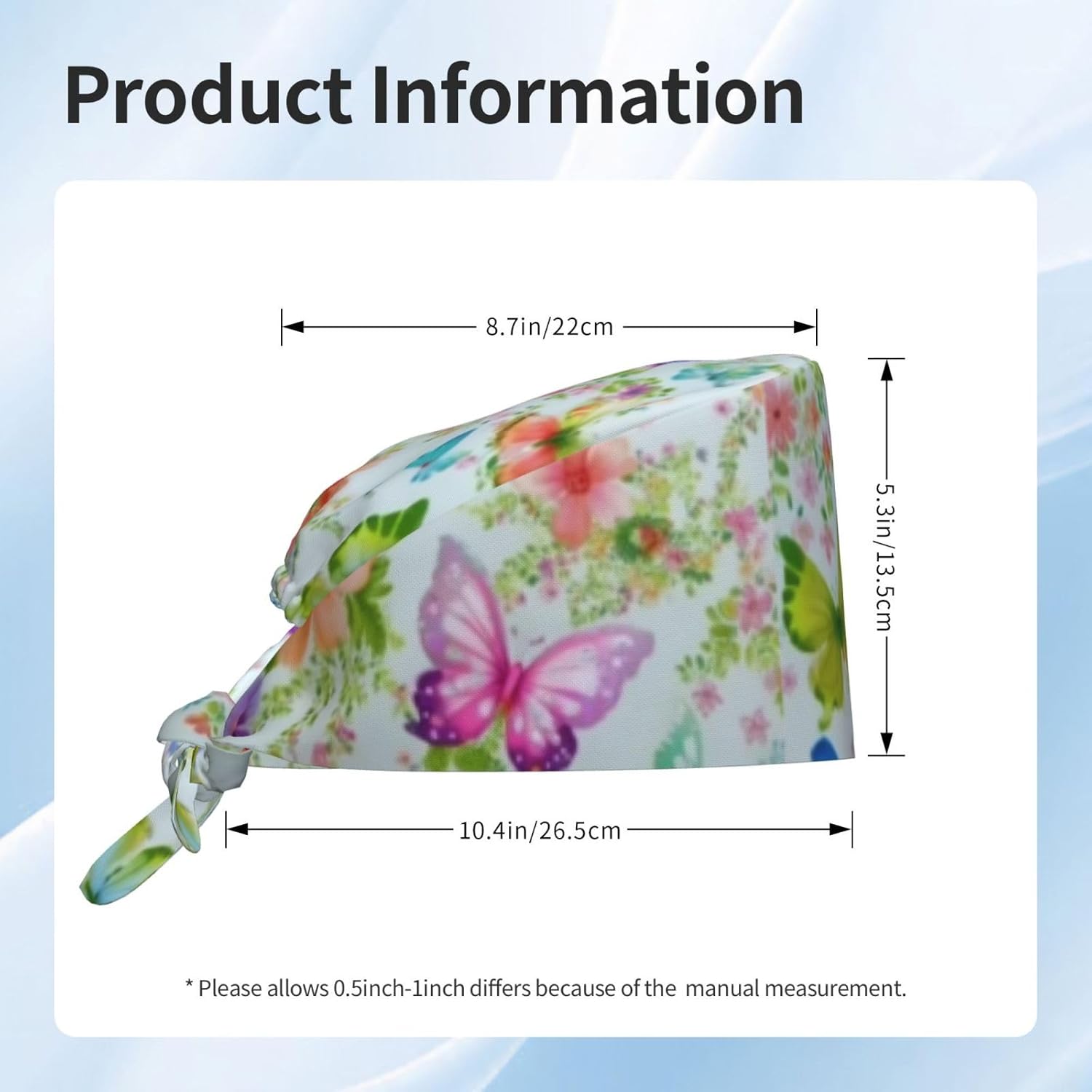 Working Cap with Sweatband Adjustable Cleaning Work Hat Scrub Cap for Women Men Tie Back Hat Nurse Surgical Caps (Butterfly, One Size) - Image 6