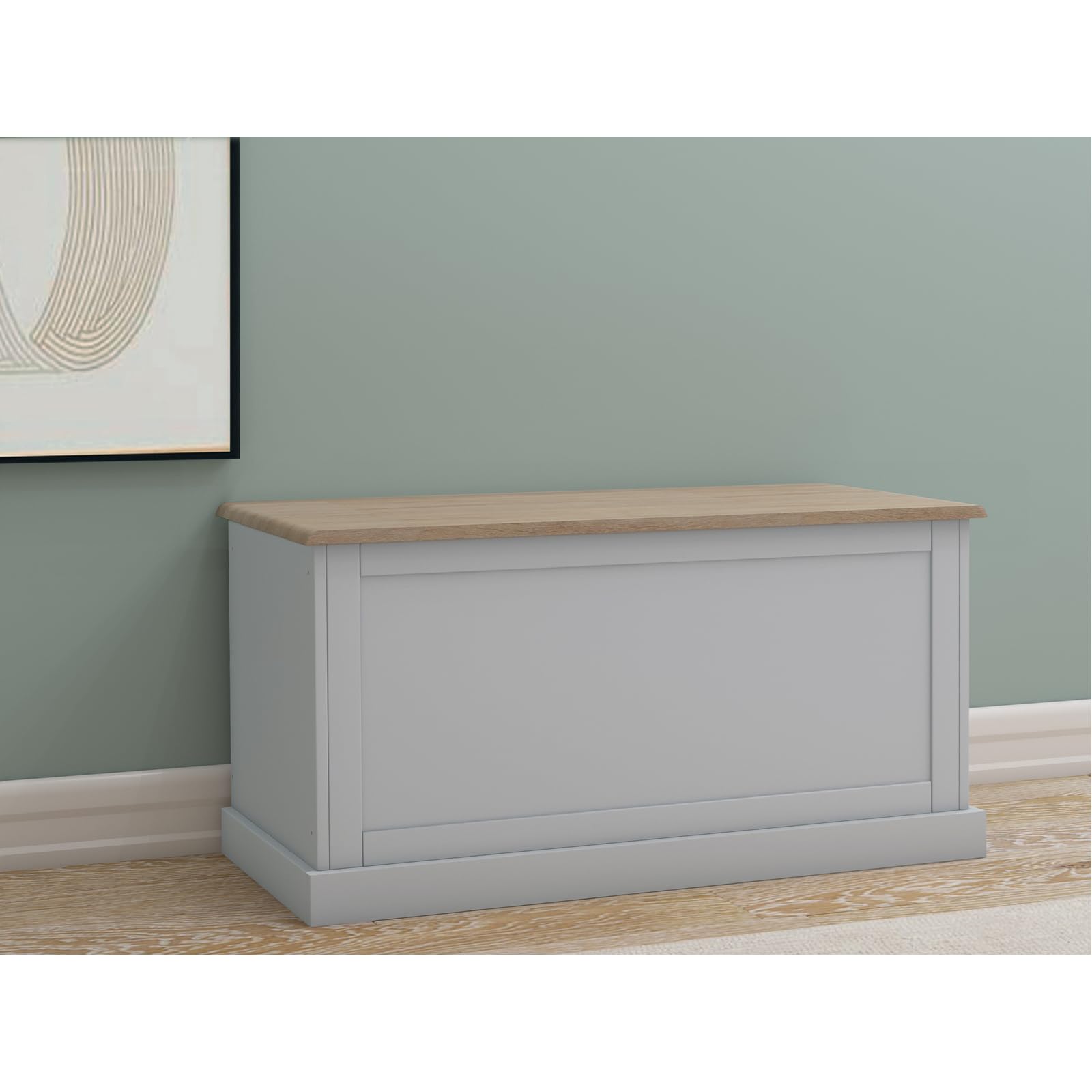 Binz Truhe in Grauer Eicheoptik aus FSC-zertifiziertem Holzwerkstoff im Landhausstil, 90 x 40 x 45 cm