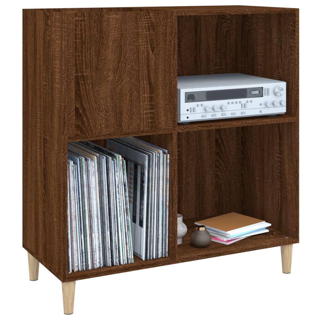 Prisent Mobiletto Multiuso in Rovere Marrone - Porta Dischi Vinile e CD, Scaffale Stretto per TV e Soggiorno - 84,5x38x89 cm