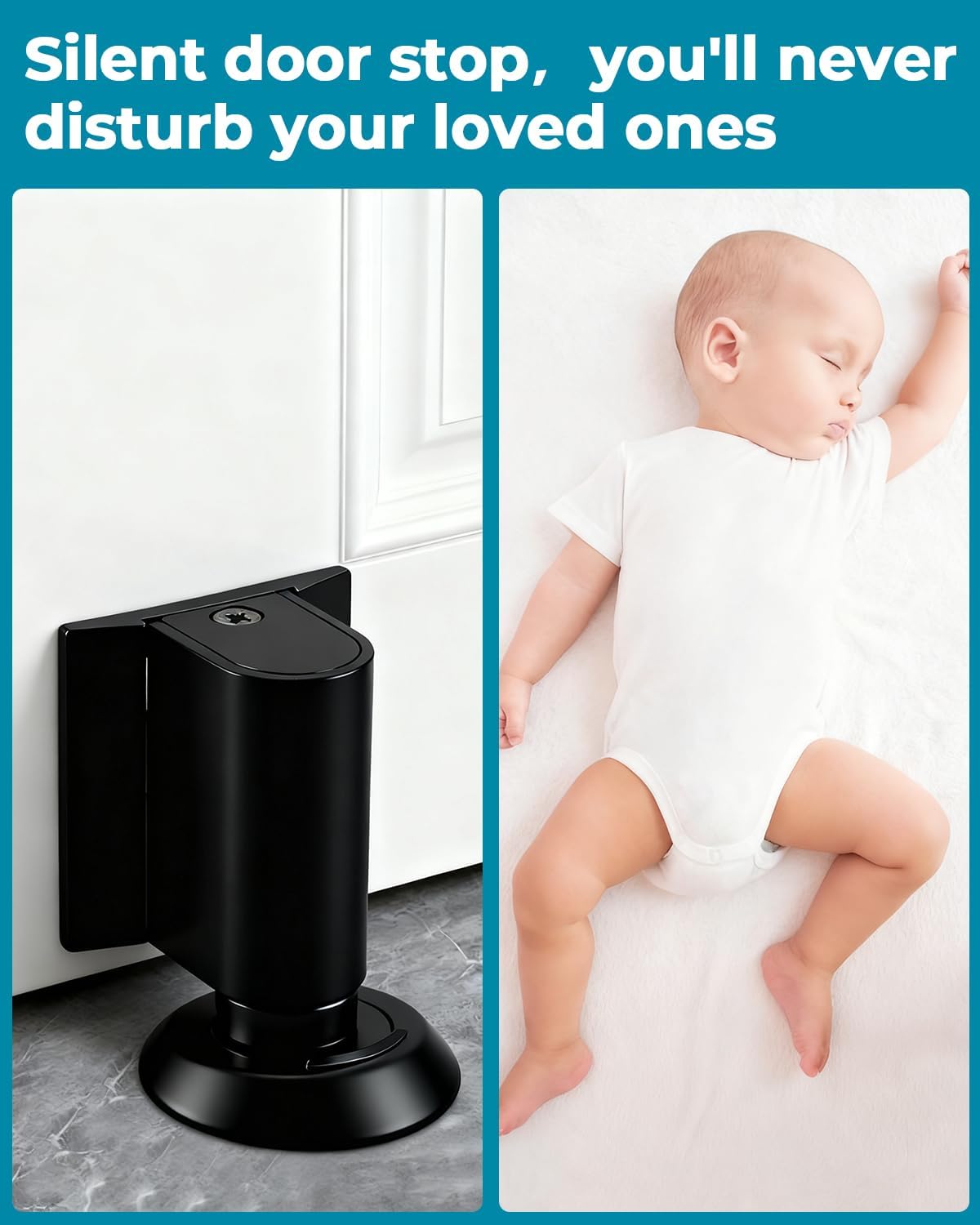 Door Wedge Stopper Magnetic Door Wedge Stopper, Heavy Duty No Drill Invisible Door Stop for Bottom of Door, Strong Hold to Keep Doors Open (4)