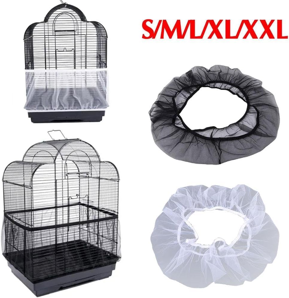 Image of 1Pc Black Small Bird Cage Cover,Small Birdcage Seed Catcher Guard Net Cover,Nylon Pet,Airy Gauze Birdcage Accessories Mesh Net,Dust,Bonsai Protection Pet Supplies