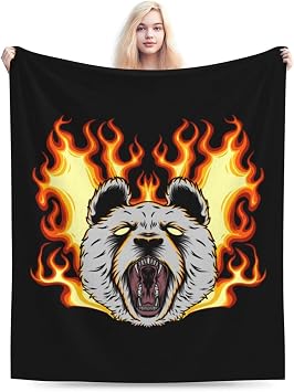 Angry Bear Head Throw Blanket for Couch 60"x50" Cozy Soft Sofa Chair Bed Throw Blankets Flannel Blanket