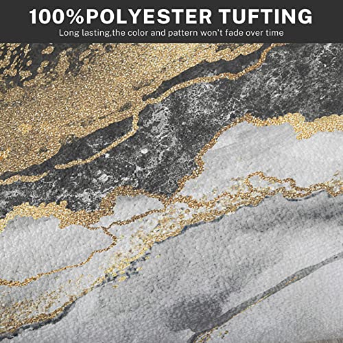 Tayney Kitchen Rugs And Mats Non Skid Washable Set Of 2, Marble Gold Stone Black Luxury Kitchen Mats For Floor, Vintage Art Painting Modern Mosaic Abstract Under Sink Mats For Kitchen Waterproof #TOP5