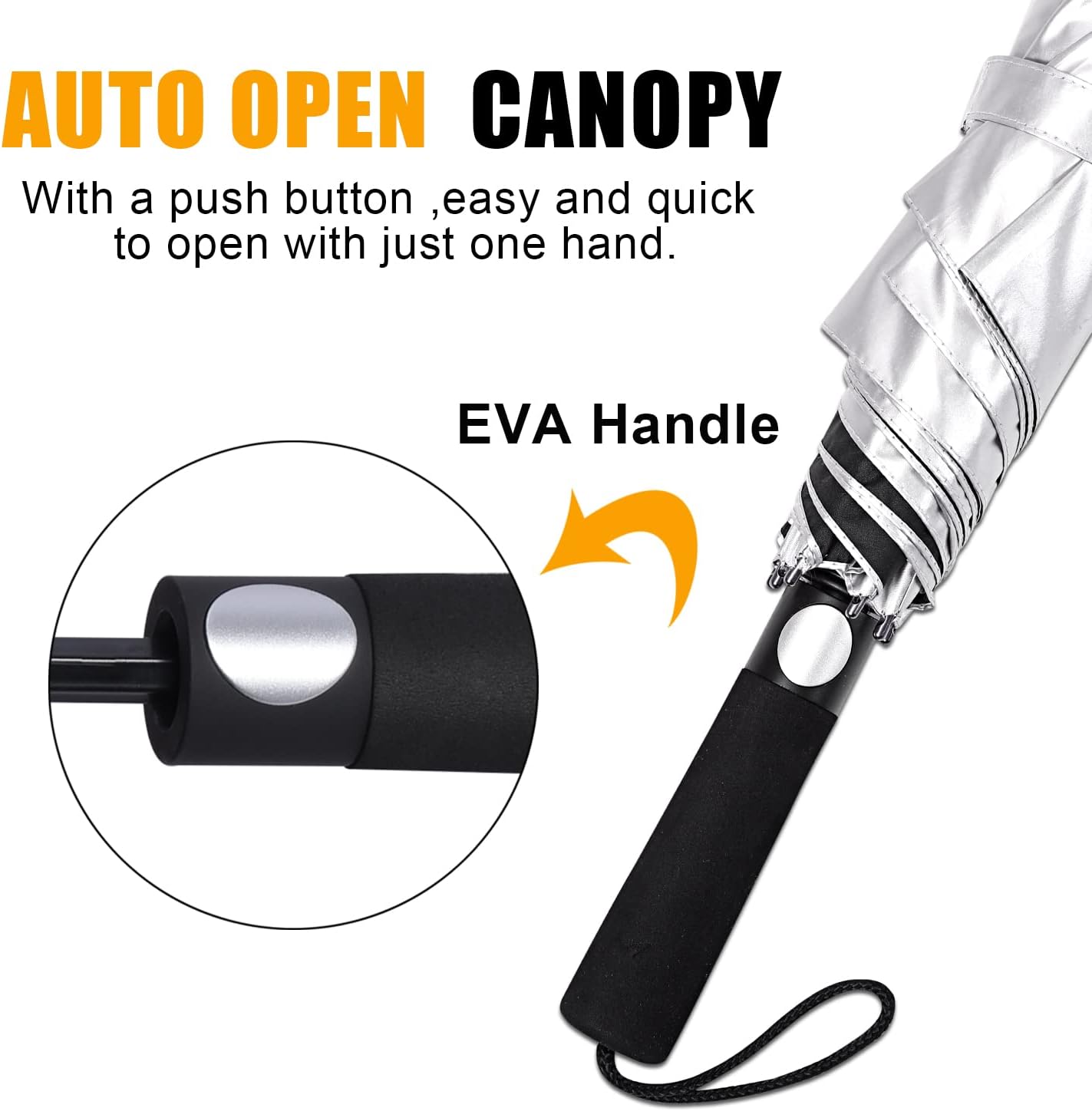 G4Free 62 Inch Portable UV Protection Large Golf Umbrella, Automatic Open Double Canopy Big Sun Windproof Oversize Sports Umbrella