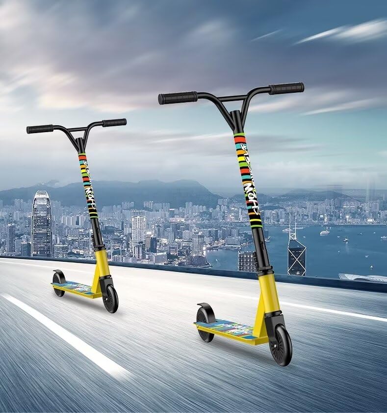 SZCQ Trick Pro Scooter Quality Stunt Scooters for Kids 8 Years and Up Adults Complete Kick Scooter for Intermediate,Beginner,Advanced and Professional Rider Teens Cool Freestyle Tricks Gold