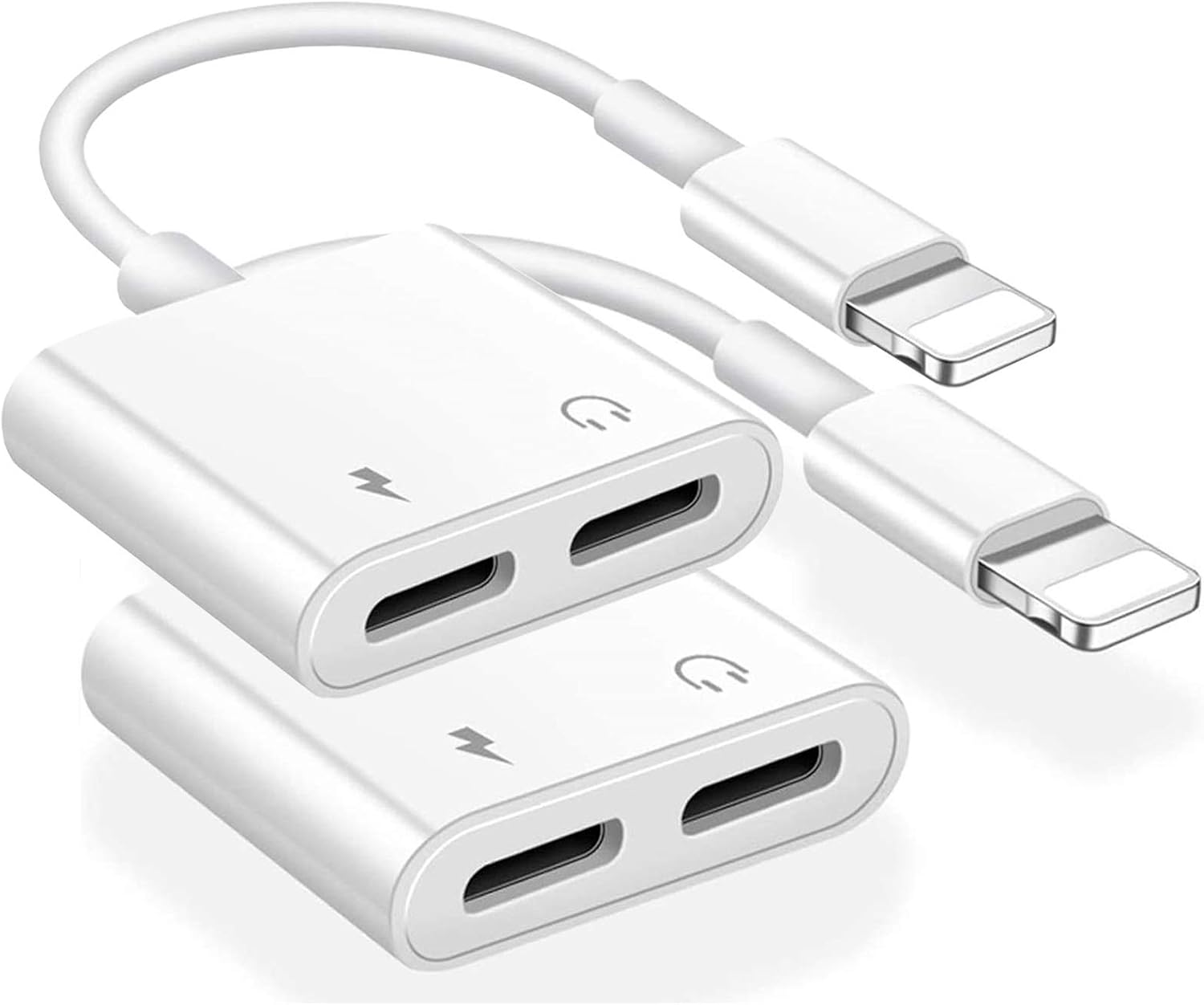 [Apple MFi Certified] 2Pack iPhone Splitter Adapter,2 in 1 Dual Lightning Headphone Splitter Charger Cable Aux Audio Adapter Compatible With iPhone 12/11/XS/XR/X/8/7 iPad Converter Music+Charging+Call
