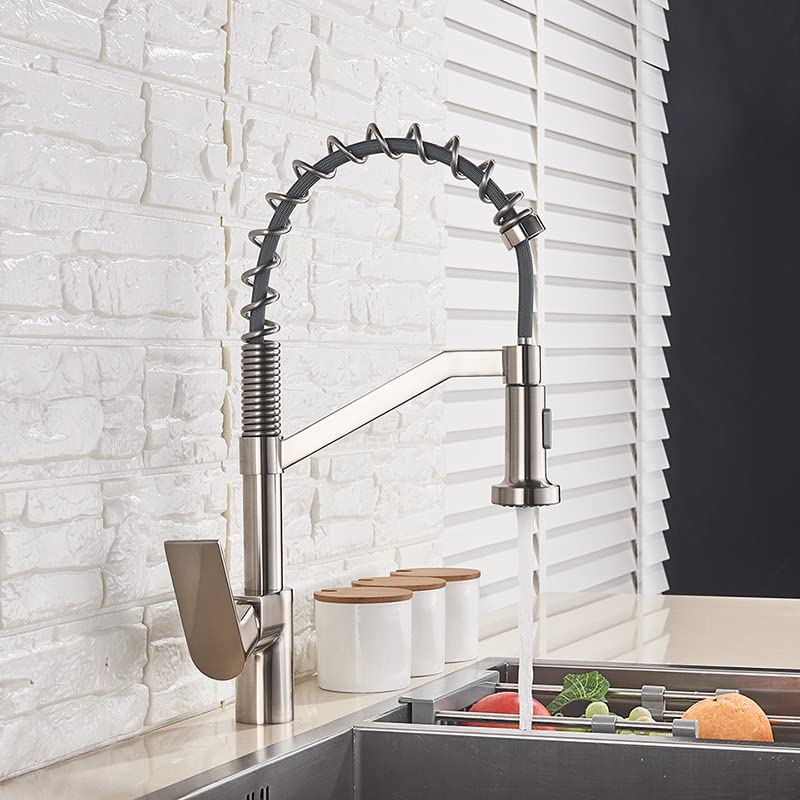Robinet de cuisine en laiton noir et finition brushed nickel haut de gamme