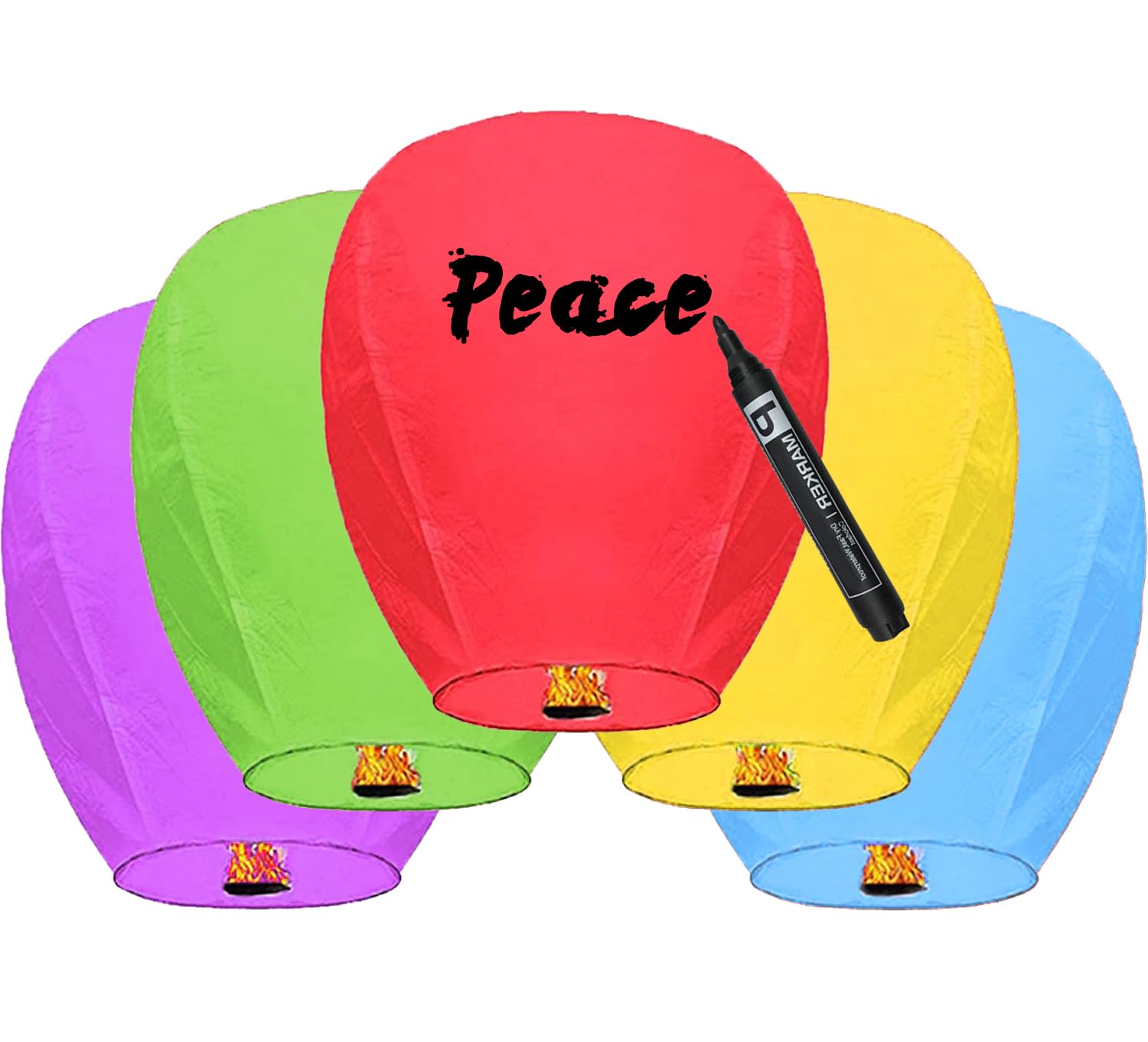 5 Pack Multi-Colour Chinese Lantern, Sky Lanterns, Biodegradable Memorial Fire Resistant Paper Wishing Lanterns to Release in Sky for Parties and Festivals, Flying Fire Lanterns